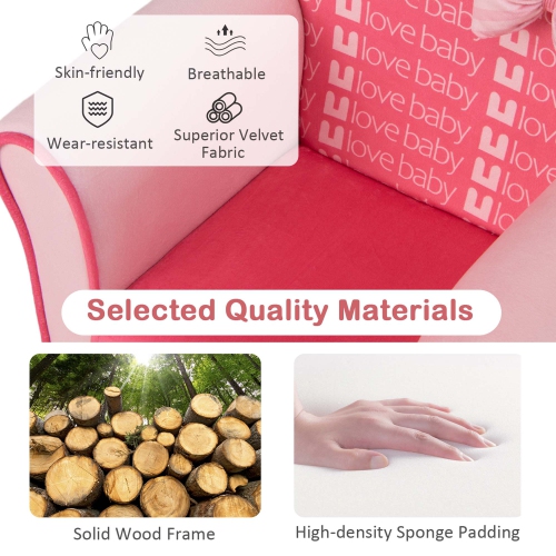 Costway Kids cute Pink Bow sofa enfants Couch Toddler fauteuil rembourré en bois massif