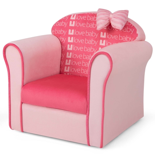 Costway Kids cute Pink Bow sofa enfants Couch Toddler fauteuil rembourré en bois massif