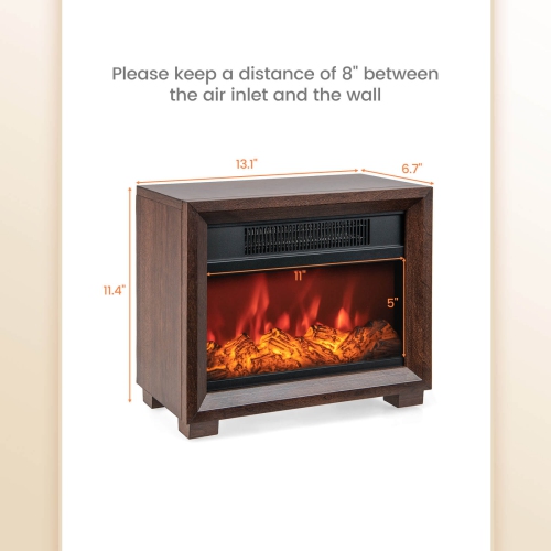 Costway 13" Electric Fireplace Heater with Realistic Flame Effect Overheat Protection