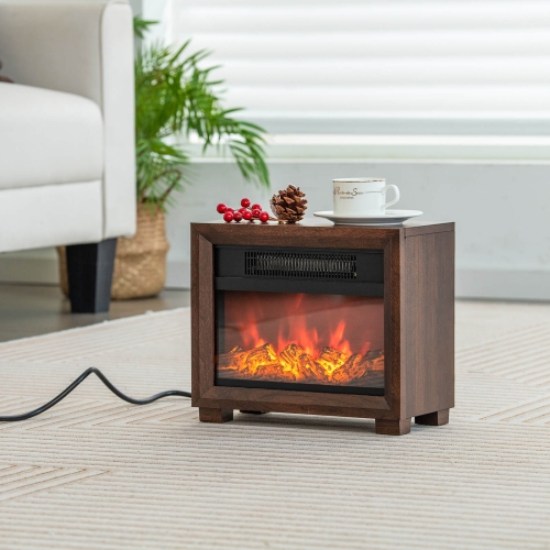Costway 13" Electric Fireplace Heater with Realistic Flame Effect Overheat Protection