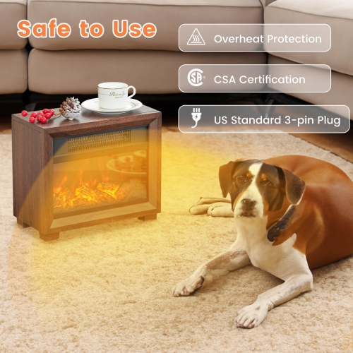 Costway 13" Electric Fireplace Heater with Realistic Flame Effect Overheat Protection