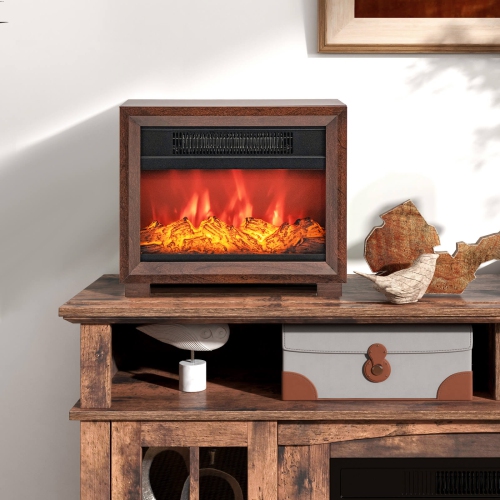 Costway 13" Electric Fireplace Heater with Realistic Flame Effect Overheat Protection