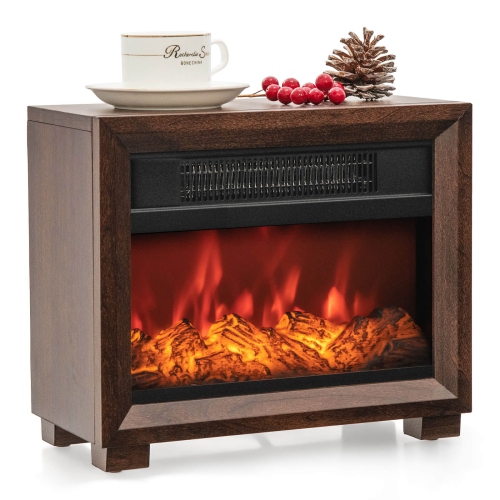 Costway 13" Electric Fireplace Heater with Realistic Flame Effect Overheat Protection
