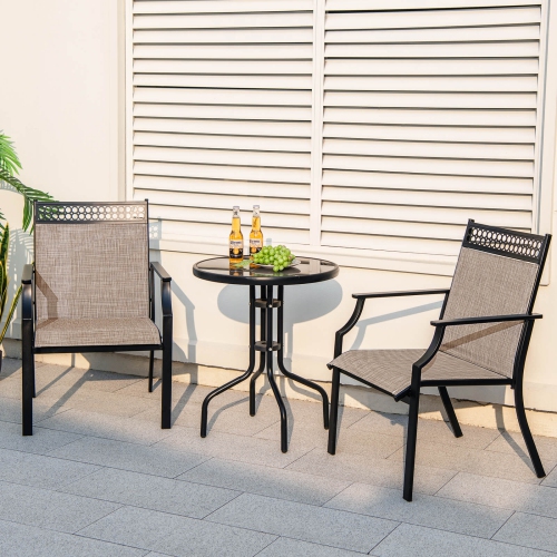 Costway Patio Chairs Set of 2 with All Weather Breathable Fabric High Backrest
