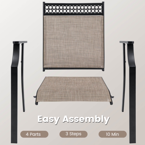 Costway Patio Chairs Set of 2 with All Weather Breathable Fabric High Backrest