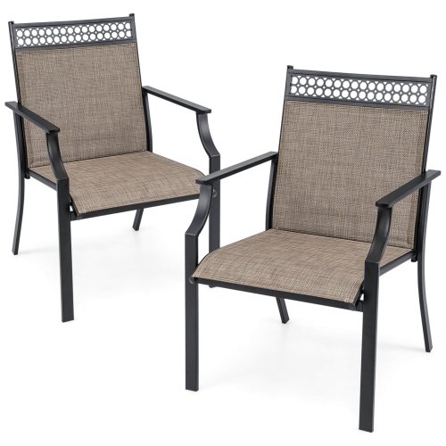 Costway Patio Chairs Set of 2 with All Weather Breathable Fabric High Backrest