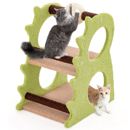 Gymax 2-Tier Dinosaur Cat Tree Tower w/ Rotating Scratching Sisal Ball Climbing Rods