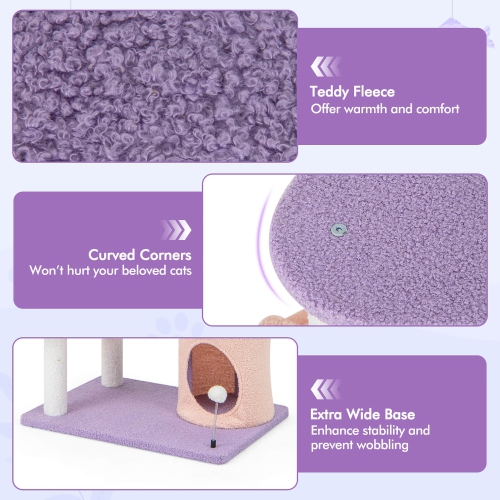 Gymax Cat Tree Cats Multi-level Cat Tower w/ Sisal Covered Scratching Posts Hammock