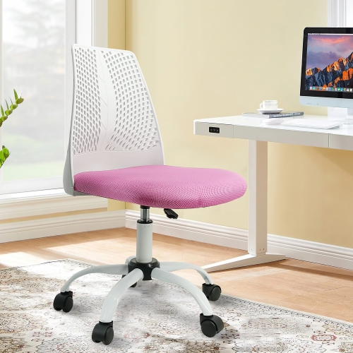 KOSSMAI Home Office Mesh Adjustable Armless Ergonomic Task Chair For Kids - Pink
