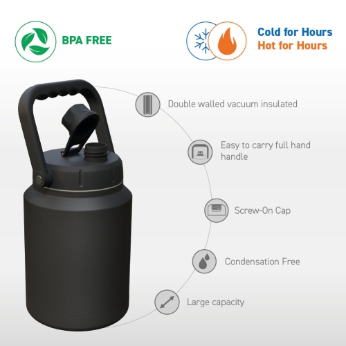 Asobu Mighty Stainless Steel Double Walled Insulated Jug 68 Ounces - Half Gallon