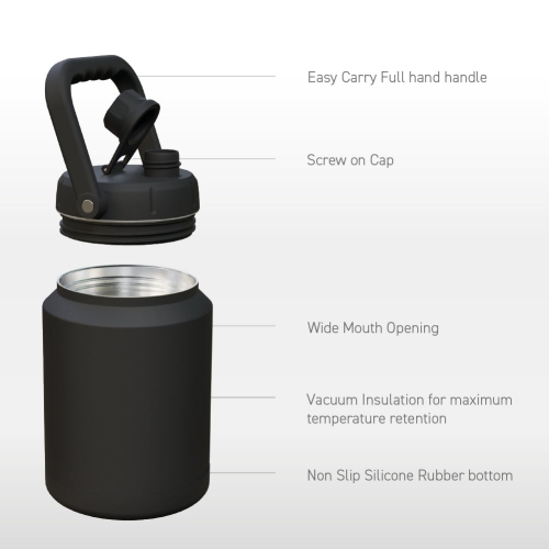 Asobu Mighty Stainless Steel Double Walled Insulated Jug 68 Ounces - Half Gallon