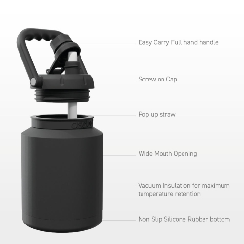 Tasse sous vide à double paroi en acier inoxydable de 33 oz Mini d'Asobu avec poignée de transport et paille rabattable