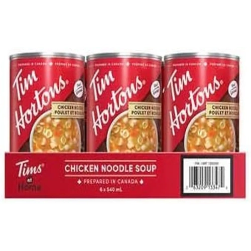TIM HORTONS  Chicken Noodle Soup - 6 Cans (540Ml/18 Fl. OZ. Each) - Hearty Comfort Food Ready-To-Serve