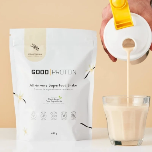 Good Protein Vegan Plant-based Protein Powder - Creamy Vanilla, 442g - 100% Natural, Non-GMO, Dairy-free, Gluten-free, Soy-free, No Added Sugar -