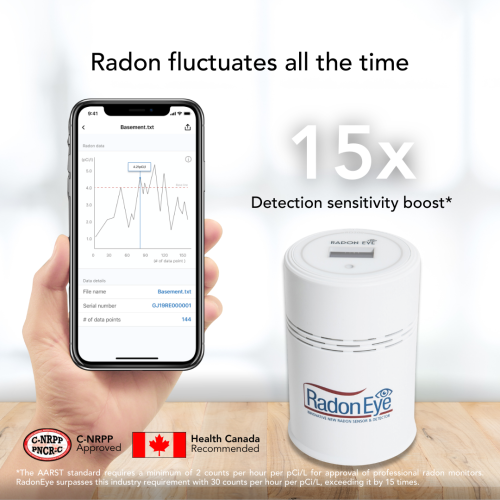 EcoSense RD200 RadonEye, détecteur de radon domestique, surveillance rapide et précise en temps réel, écran DELO, configuration facile avec