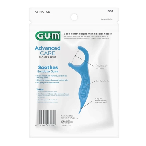 Sunstar – 888JC gommes Advanced Care Flossers – Menthe fraîche, vitamine E et fluorure – 150 unités