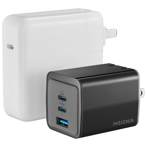 Insignia 65W 3-Port USB-C/USB-A Wall Charger - Black - Only at Best Buy