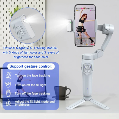 Module L7C Pro + AI de TUTT | Perche à égoportrait pour téléphone intelligent Stabilisateur à cardan à 3 axes | Suivi automatique du visage