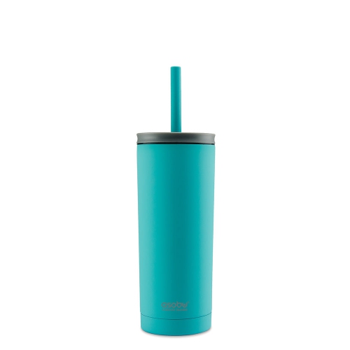 Asobu Superb Sippy Double Wall Stainless Steel Tumbler with Silicone Flexible Straw, 20 Ounces