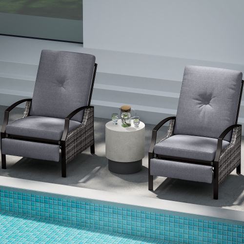 HOMCOM Concrete Finish Side Table, Lightweight Accent Table, 17" Patio Round Stump End Table with 4 Adjustable Feet for Indoor, Outdoor, Grey