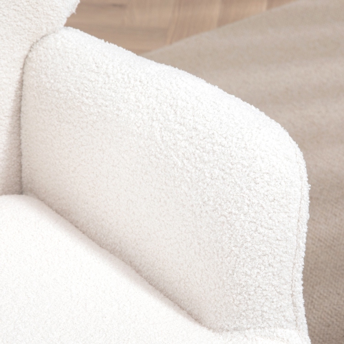 HOMCOM Modern Sherpa Boucle Accent Chair, Upholstered Lounge Chair, Fluffy Armchair for Living Room, Bedroom, Reading Room, Cream White