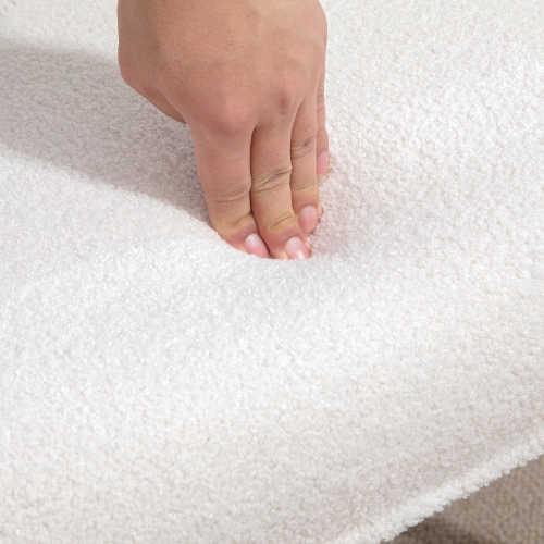 HOMCOM Modern Sherpa Boucle Accent Chair, Upholstered Lounge Chair, Fluffy Armchair for Living Room, Bedroom, Reading Room, Cream White