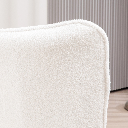 HOMCOM Modern Sherpa Boucle Accent Chair, Upholstered Lounge Chair, Fluffy Armchair for Living Room, Bedroom, Reading Room, Cream White