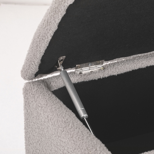 Pouf moderne de 37 po de HOMCOM avec rangement et pattes en bois, pouf de rangement avec revêtement en velours Teddy, pour salon, chambre à