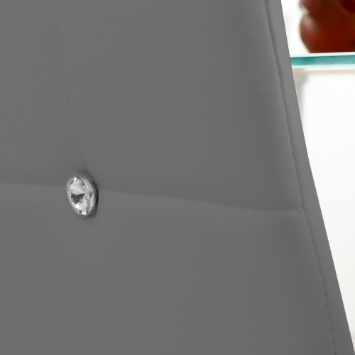 HOMCOM Modern Dining Chairs Set of 4, Upholstered Faux Leather Kitchen Chairs with Crystal Tufting and Metal Legs for Living Room, Dining Room,