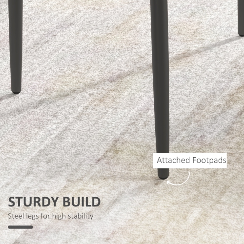 HOMCOM Modern Dining Chairs Set of 4, Upholstered PU Leather Kitchen Chairs with Channel Tufting and Metal Legs for Living Room, Dining Room,