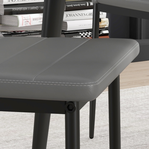 HOMCOM Modern Dining Chairs Set of 4, Upholstered PU Leather Kitchen Chairs with Channel Tufting and Metal Legs for Living Room, Dining Room,