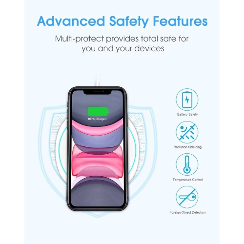 Fast Wireless Charger, 10W Qi Wireless Charging Pad for iPhone 15 Pro Max/14 Plus/13/12 Mini/11/SE 2/XS Max/XR/X/8, Samsung S24 Ultra/S23/S22/S21/S20
