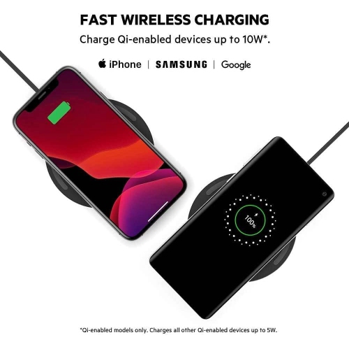 Wireless Charger, 10W Max Qi Fast Charging Pad, Quick Charge Cordless Flat Charger for Samsung Galaxy, AirPods, iPhone,Google Pixel and More