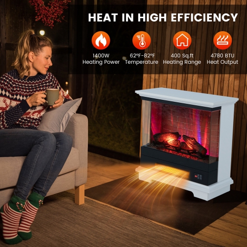 Costway 27" Electric Fireplace Heater Freestanding 1400W Remote Control Timing Function