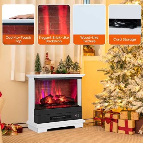 Costway 27" Electric Fireplace Heater Freestanding 1400W Remote Control Timing Function
