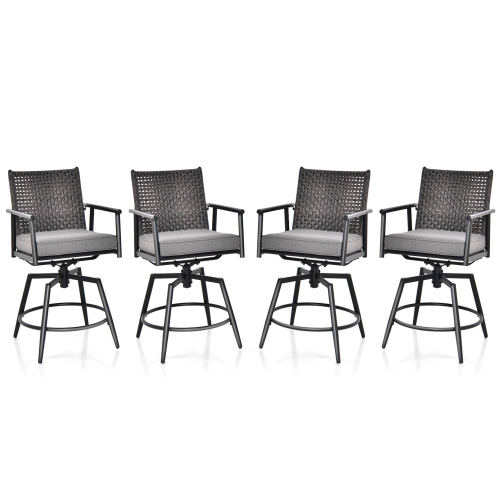 Costway 360° Swivel Bar Stool Set of 4 Counter Height Bar Chair with Metal Frame