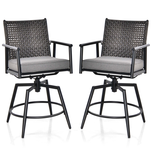 Costway 360° Swivel Bar Stool Set of 2 Counter Height Bar Chair with Metal Frame