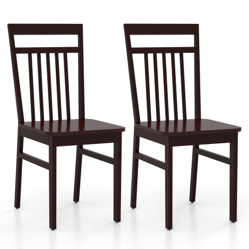 Costway Farmhouse Dining Chair Set of 2 Armless Wooden Chair with Slanted High Backrest