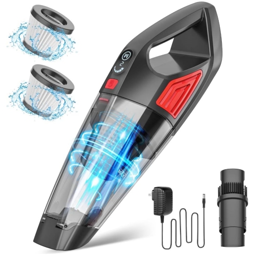 NIERBO  Cordless Rechargeable Car Vacuum 9000Pa, Lightweight Portable Hand Vacuum, Hand Held Vacuum \w 500Ml Dustbin, Dust Busters Cordless