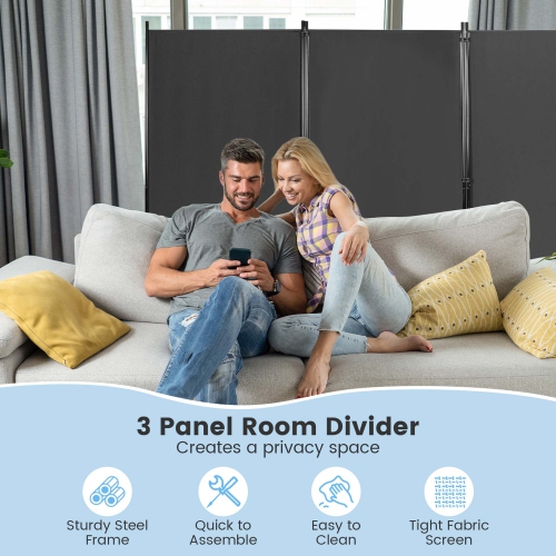 Costway 3-Panel Room Divider Folding Privacy Partition Screen for Office Room