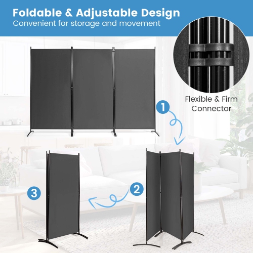 Costway 3-Panel Room Divider Folding Privacy Partition Screen for Office Room