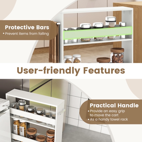 Chariot de rangement mince à 4 niveaux avec tablettes ouvertes sur roulettes de Costway