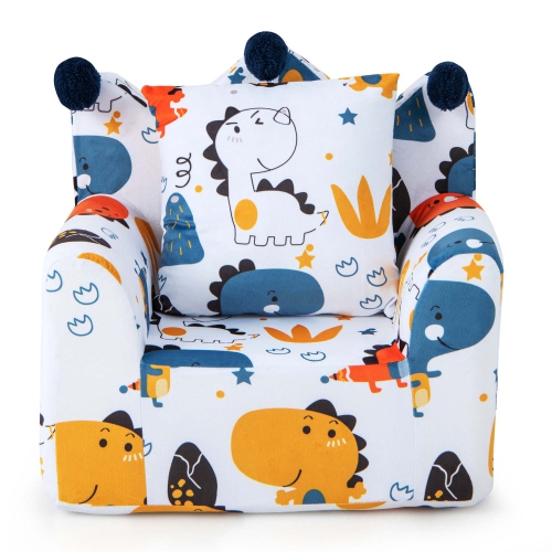 Costway Kids Sofa Chair Foam Filled Armchair Dinosaur Toddler Couch with Cover & Pillow