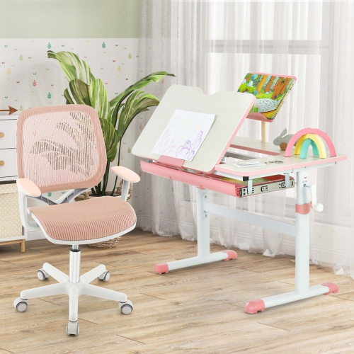 Fauteuil de bureau pivotant en filet pour enfants de Costway avec hauteur réglable