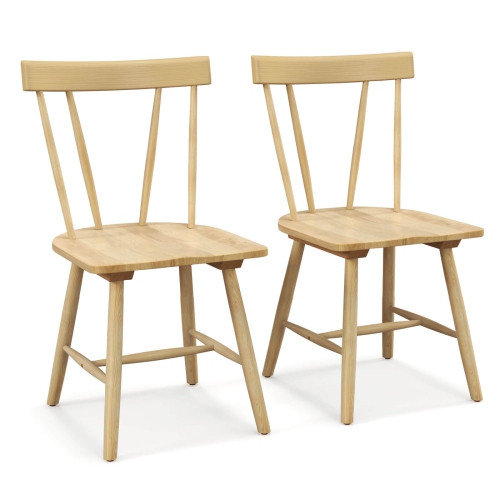 COSTWAY  Dining Chairs Set Of 2 Windsor Chairs Wood Armless Chairs With Solid Rubber Wood