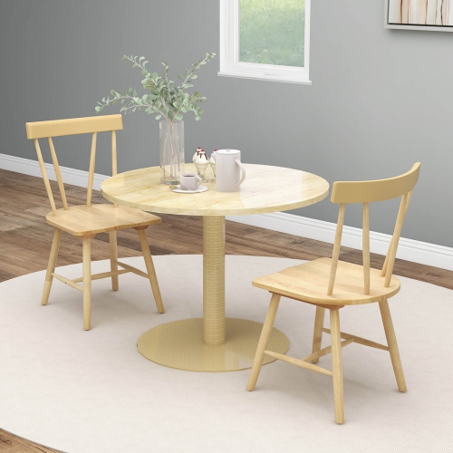 Costway Dining Chairs Set of 2 Windsor Chairs Wood Armless Chairs with Solid Rubber Wood