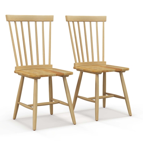 COSTWAY  Windsor Dining Chairs Set Of 2 Armless Spindle Back Solid Rubber Wood