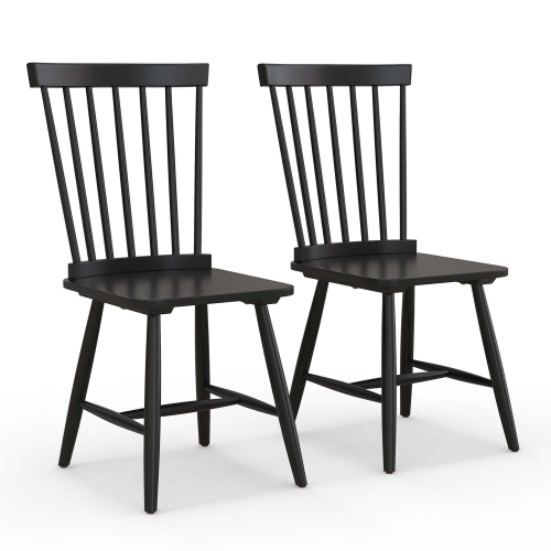 COSTWAY  Windsor Dining Chairs Set Of 2 Armless Spindle Back Solid Rubber Wood