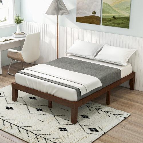 Matelas plateforme en bois à lattes de bois pour lit double de 14 po de Costway