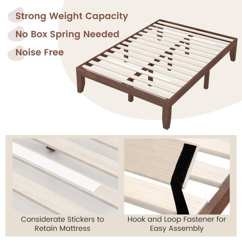 Matelas plateforme en bois à lattes de bois pour lit double de 14 po de Costway